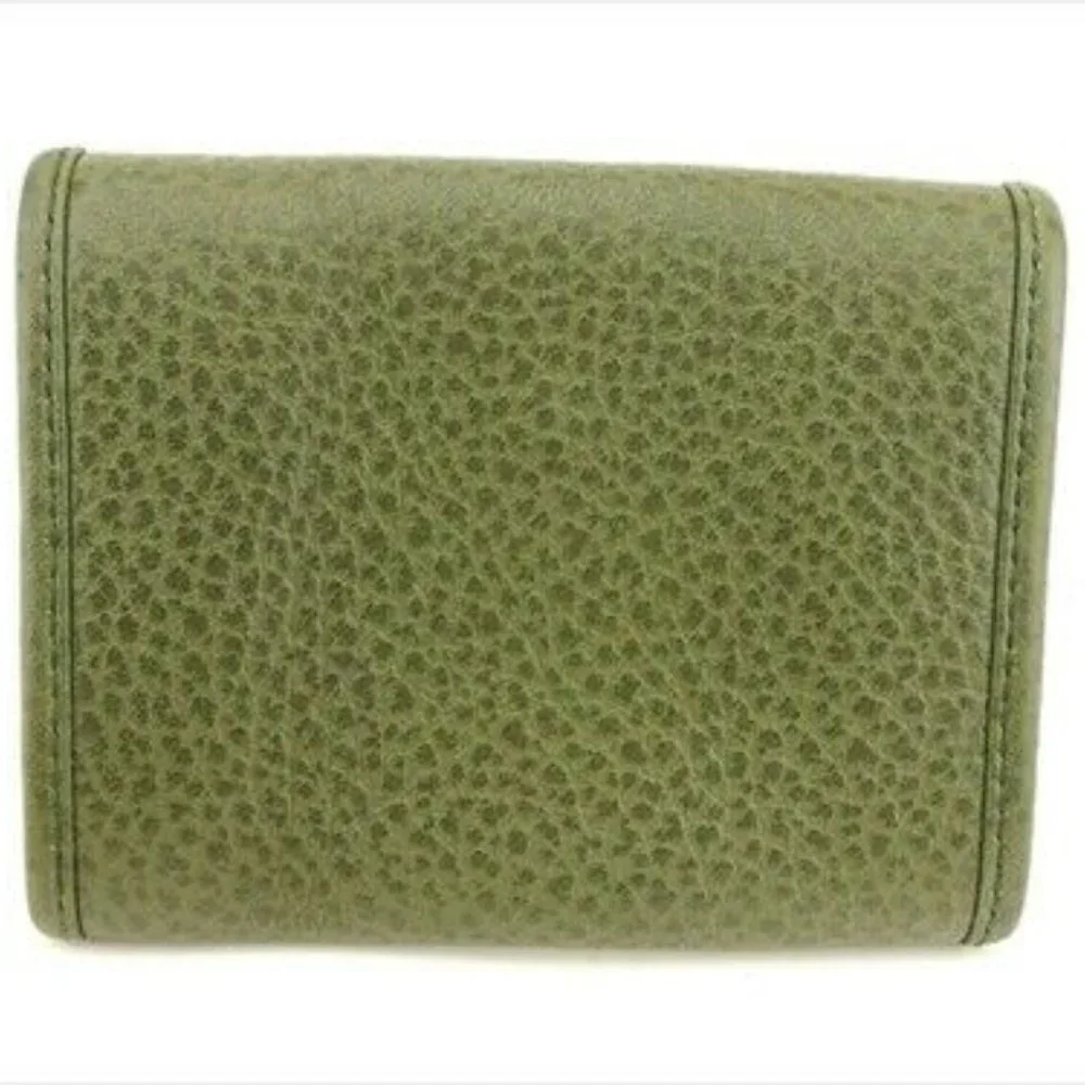 Dior Coin Purse Green Beige Gold leather Woman unisex Authentic Used T9388